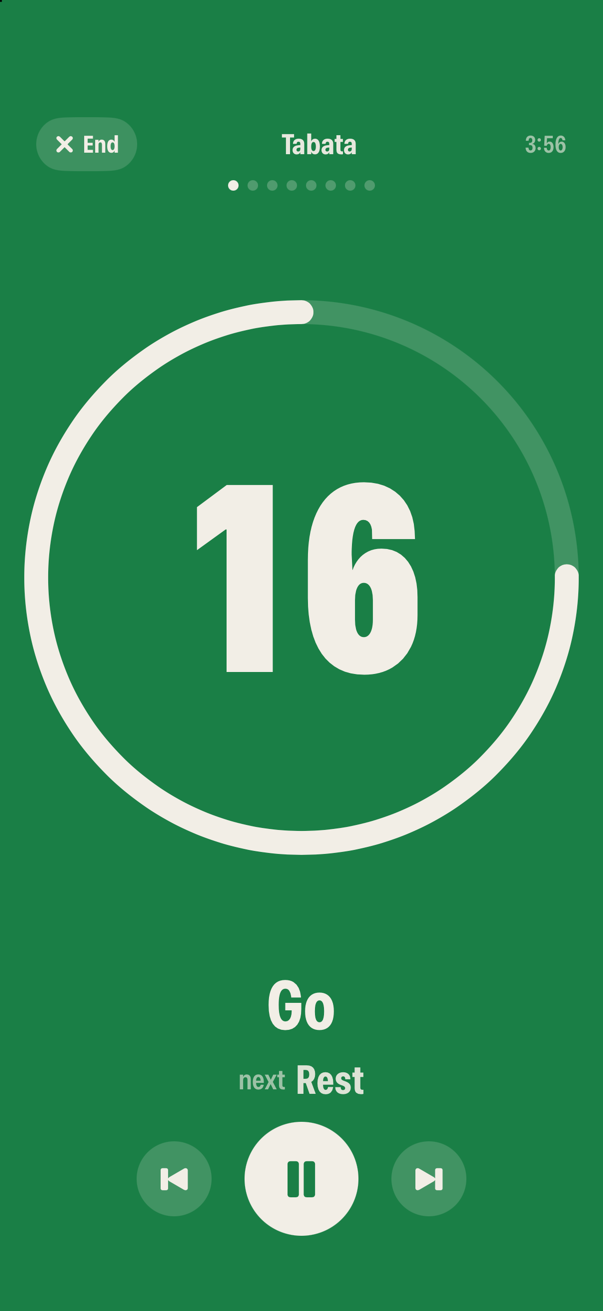 The timer in dark mode